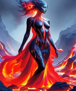 Burning Lava Woman Diamond Painting