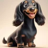Cartoon Black Wiener Dog Long Hair Diamond Painting