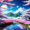 Cherry Blossom Landscape Diamond Painting