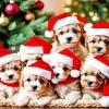 Christmas Maltipoo Puppies Diamond Painting
