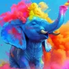 Colorful Smoke Blue Elephant Diamond Painting
