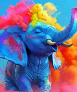 Colorful Smoke Blue Elephant Diamond Painting