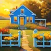 Countryside Blue House Diamond Painting