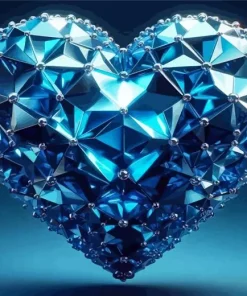 Crystal Blue Heart Diamond Painting