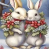 Floral Blonde Bunnies Diamond Painting