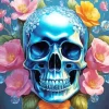 Floral Blue Skull Diamond Painting
