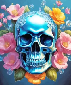 Floral Blue Skull Diamond Painting
