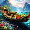 Flowering Boat Diamond Painting