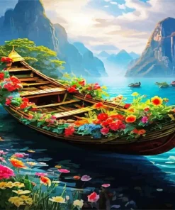 Flowering Boat Diamond Painting
