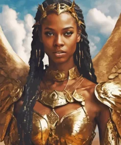 Golden Black Warrior Angel Diamond Painting