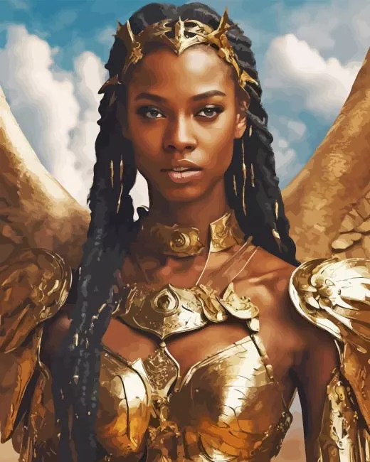 Golden black warrior angel Diamond By Numbers Golden Black Warrior Angel Diamond Painting
