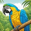 Illustration Blue And Gold Macaw Bird Diamond Painting