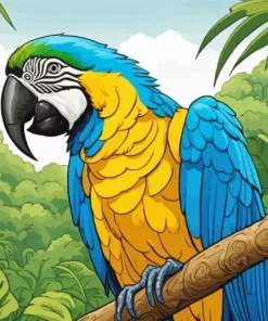 Illustration Blue And Gold Macaw Bird Diamond Painting