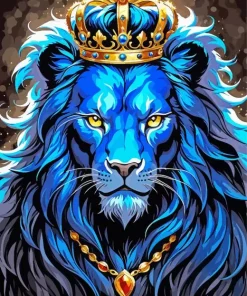 King Blue Lion Diamond Painting