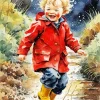 Little Boy Jumping In Puddle Diamond Painting