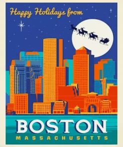 Massachusetts Boston City Poster Diamond Painting