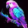 Neon Blue And Purple Parrot Diamond Painting