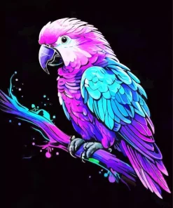 Neon Blue And Purple Parrot Diamond Painting