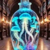 Neon Jellyfish In Bottle Diamond Painting