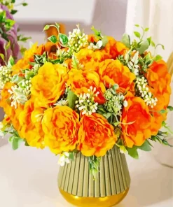 Orange Camellias Bouquet Diamond Painting