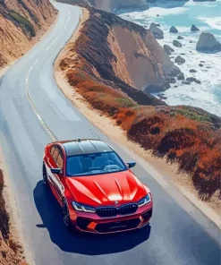 Red Bmw M5 Car Diamond Painting