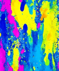 Splatter Blue And Pink And Yellow Diamond Painting