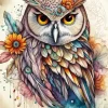 Splatter Bohemian Owl Diamond Painting