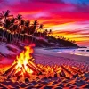 Tropical Beach Bonfire Diamond Painting