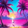 Tropical Blue And Pink Sunset Diamond Painting