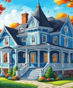 Victorian Blue House Diamond Painting