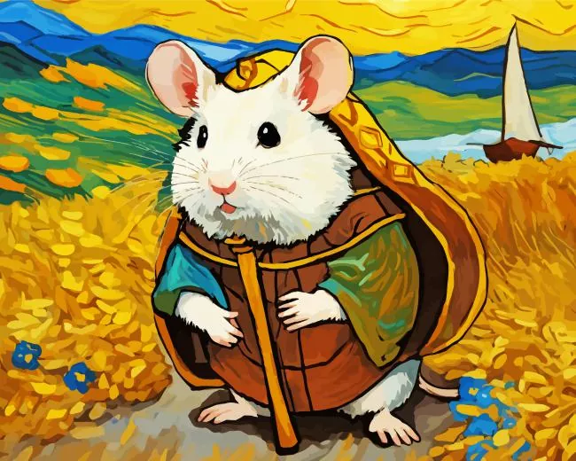 Viking hamster van gogh style art Diamond With Numbers Viking Hamster Van Gogh Style Art Diamond Painting