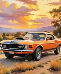 Vintage Orange Mustang Diamond Painting