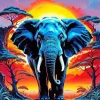 Aesthetic Elephant And Sunset Art Diamond Painting
