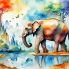 Aesthetic Elephant Watercolor Diamond Painting