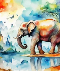 Aesthetic Elephant Watercolor Diamond Painting