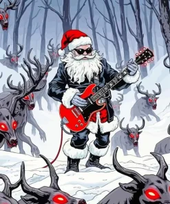 Aesthetic Fighting Santa Art Diamond Painting