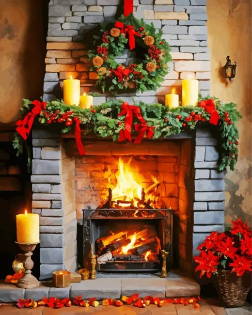 aesthetic fireplace romantic Diamond With Numbers Aesthetic Fireplace Romantic Diamond Painting