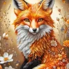 Aesthetic Fox And Flowers Diamond Painting