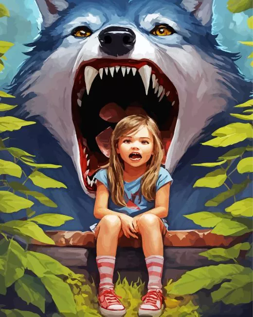 aesthetic girl and wolf anime Diamond With Numbers Aesthetic Girl And Wolf Anime Diamond Painting