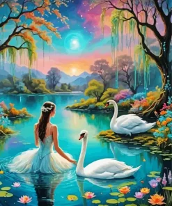 Aesthetic Swan Art Diamond Painting