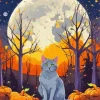 Autumn Grey Cat Diamond Painting