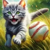 Baseball And Cat Diamond Painting