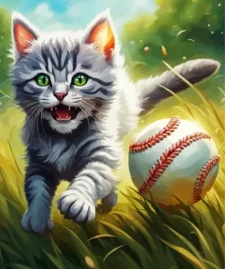 Baseball And Cat Diamond Painting