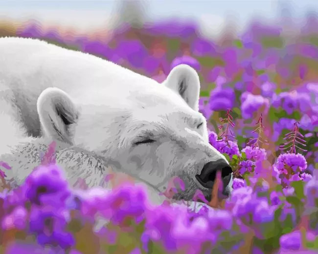 bear and flowers Diamond With Numbers Bear And Flowers Diamond Painting