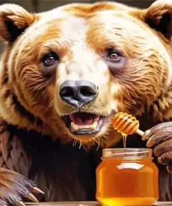 Bear Eating Honey Diamond Painting