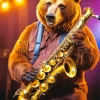 Bear Playing Baritone Diamond Painting