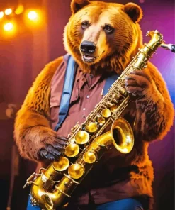 Bear Playing Baritone Diamond Painting
