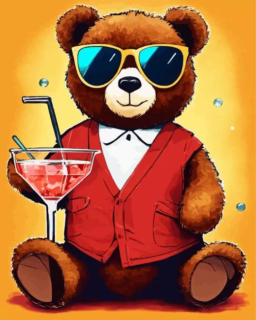 bear wearing glasses Diamond With Numbers Bear Wearing Glasses Diamond Painting