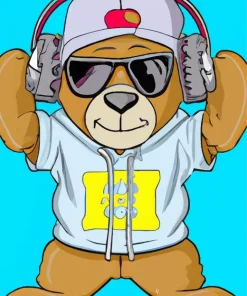 Bear With Headphones Diamond Painting