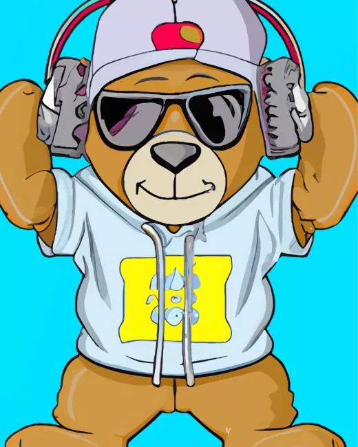 bear with headphones Diamond With Numbers Bear With Headphones Diamond Painting